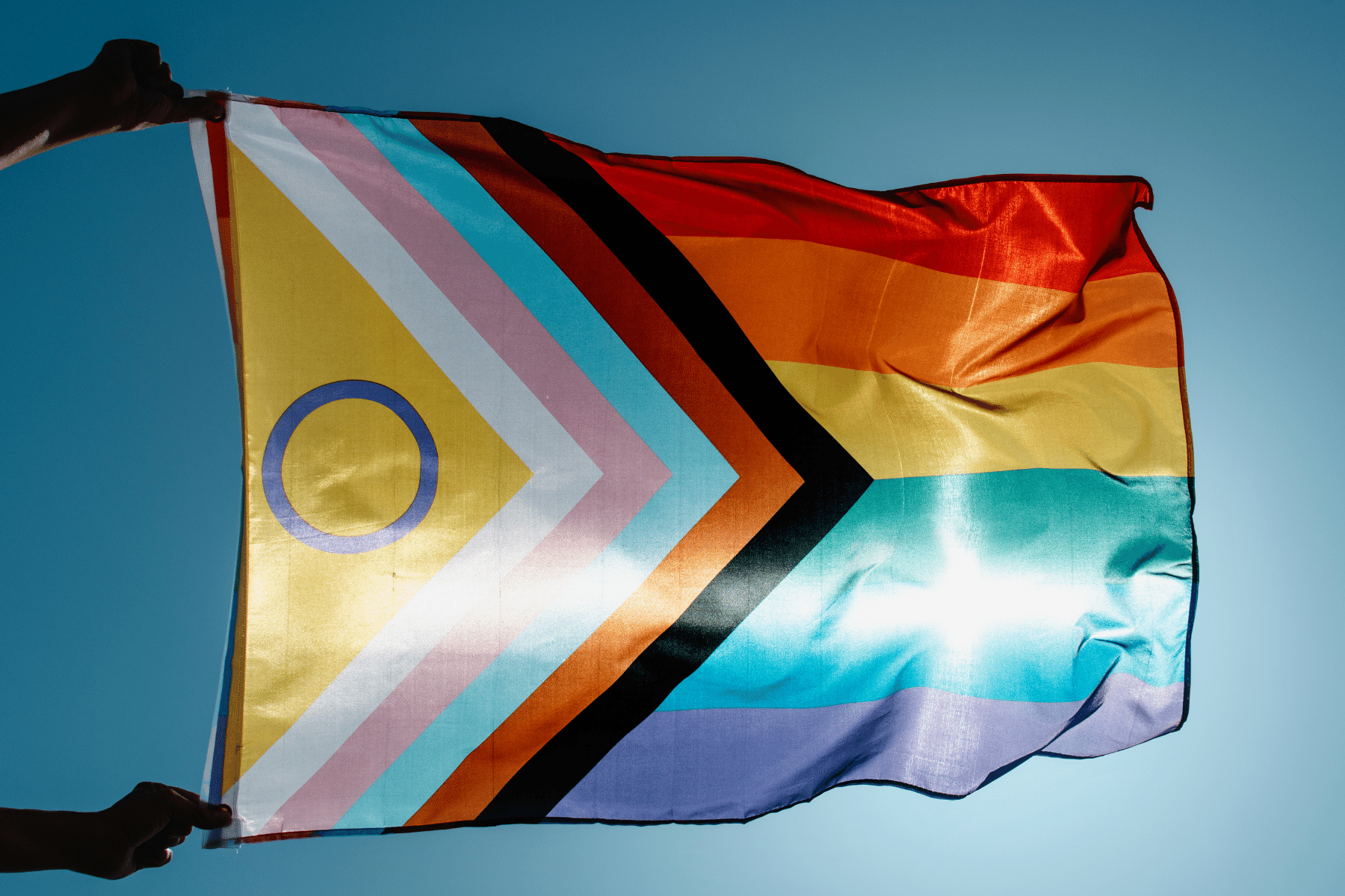 a picture of a progress flag waving in the wind