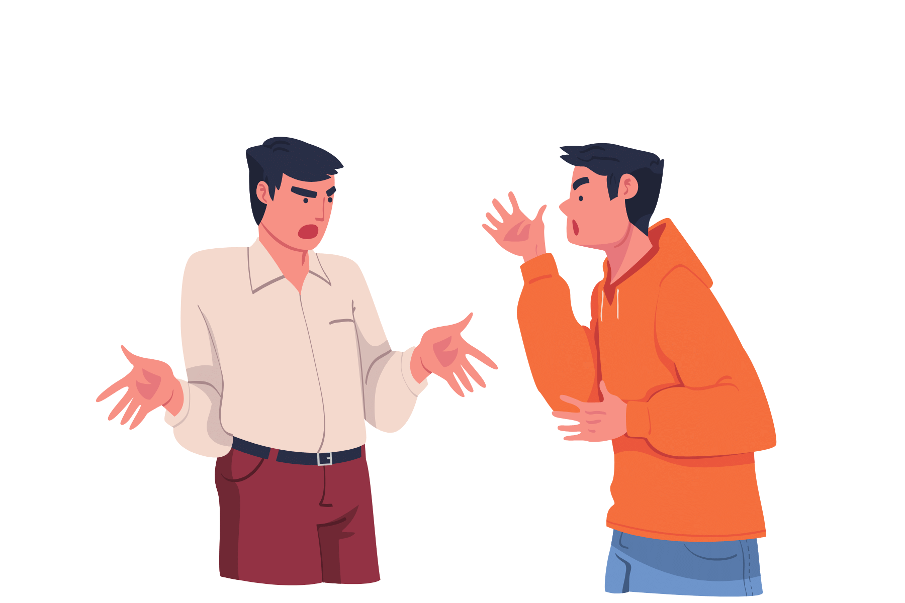 two cartoon men arguing with each other