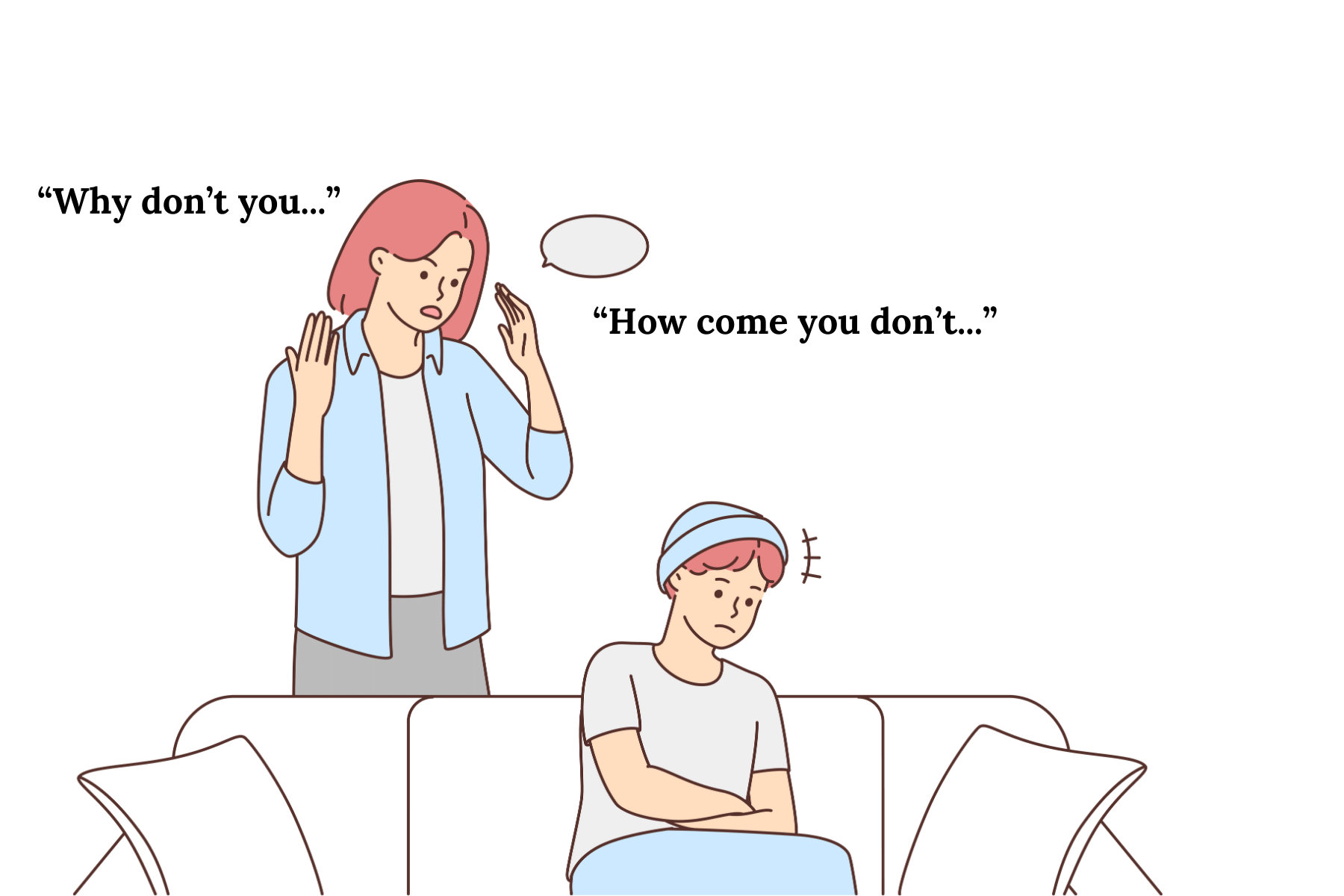 cartoon mother and daughter in an argument