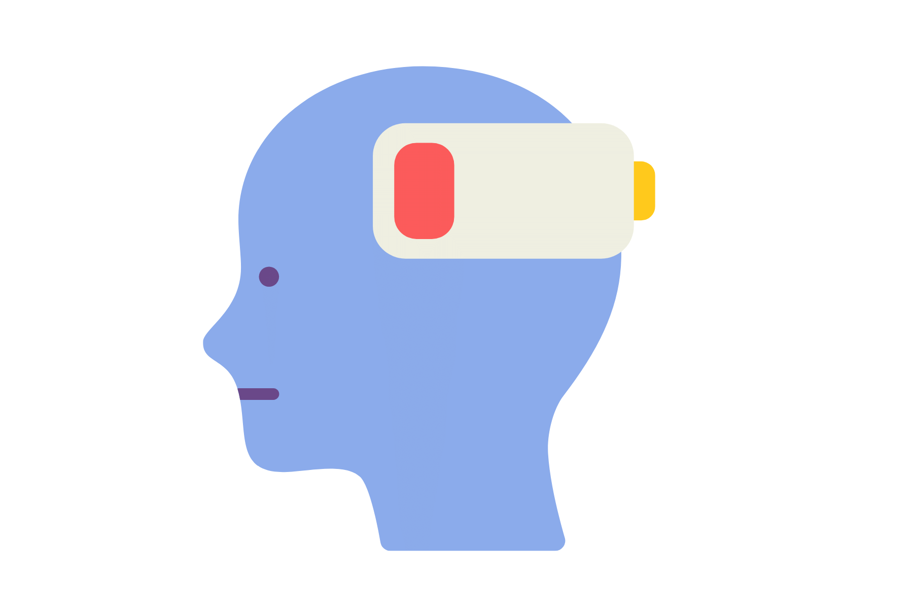 cartoon image of a persons head with a low battery in the brain area